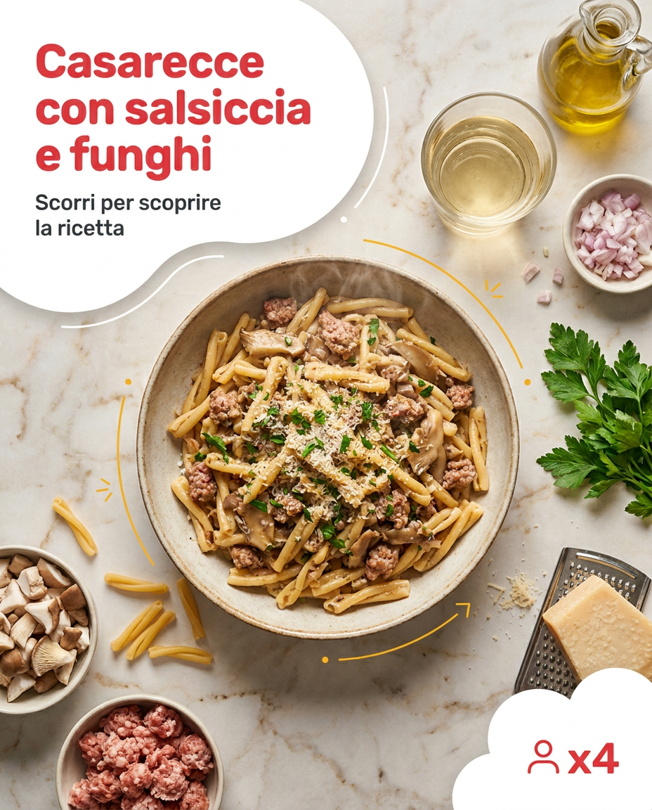 Casarecce con salsiccia e funghi